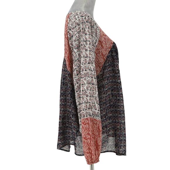 Lucky Brand Top Plus Size 2X Red Black White Sheer Chiffon Blouse Casual Career - Picture 5 of 16